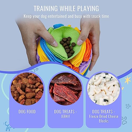 Pet Snuffle Ball, Puzzle Sniffing Interactive Dog Ball for Blind Dogs Training Stress Relief Dog Enrichment Toys Treat Machine Washable (15cm, Sweet Purple) - color: Sweet purple, size: 15cm
