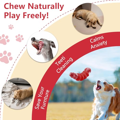 Indestructible Dog Toys for Aggressive Chewers, Tough Toy - color: Red