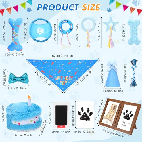 Gemscream 14 Pcs Dog Birthday Toy Gifts Dog Birthday Cake Puppy Interactive Squeak Toys Decorations for Small and Medium Dogs Supplies(Blue) - color: Blue