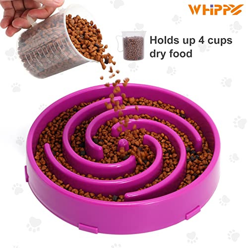Whippy Slow Feeder Large Dog Bowl - Non Slip Maze Puzzle Bowl for Medium to Large Dogs - Purple - color: G-purple