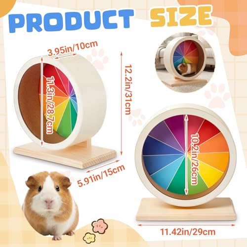Geelin 12 Inch Hamster Wooden Silent Wheel, Rainbow Printed Small Animal Exercise Wheel, Quiet Spinner Hamster Running Wheels Toys for Hamsters, Gerbils, Mice and Other Small Pets - size: Large