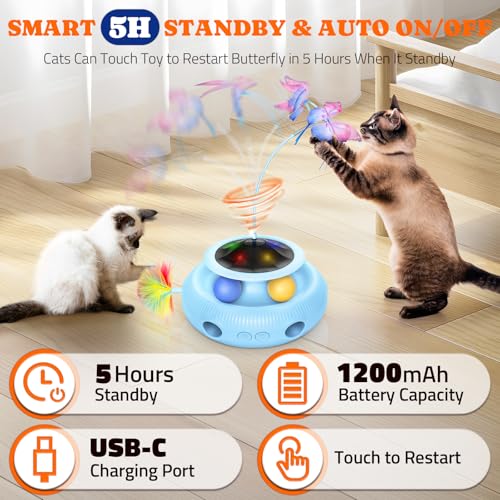 Pawtners Cat Toys, Automatic Interactive Kitten Toys for Indoor Cats, Blue - color: Blue