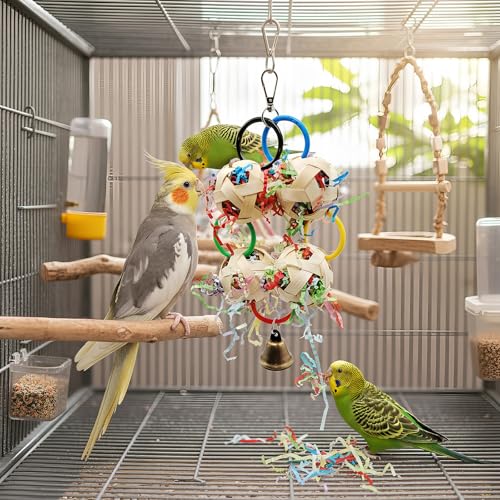 Bird Toy Bamboo Ball Shredded Paper Parrot Foraging Tearing Climbing