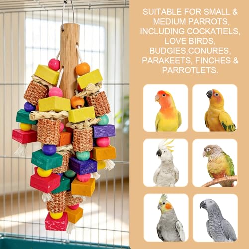 Large Bird Toys for Parrots Toys Natural Colored Wooden Chew Accessories for Macaws, Cockatoos, African Grey, and Amazon Parrots (Small Bird Toys) - color: Small Bird Toys