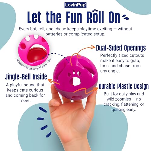 Large Cat Ball Toy with Bell – Blue (4", 1-Pack) - color: Blue - 1 Pack