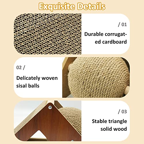 Fhiny Rabbit Scratch Ball, Sisal & Corrugated Paper Bunny Claw Grinding Toy - style: Triangle Scratch Toy
