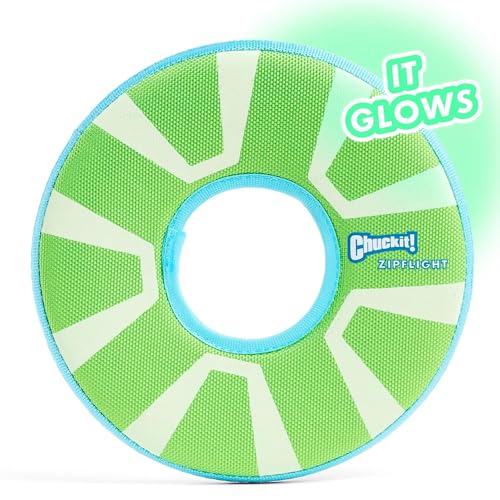 Chuckit! Max Glow Zipflight Flying Disc Dog Toy, Floats, Medium, 8.5in - size: Medium