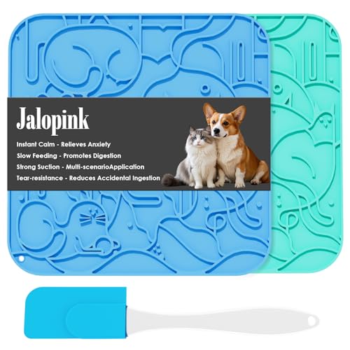 Jalopink Lick Mat for Dogs & Cats,Dog Lick Mat with Suction Cups for Anxiety Relief, Slow Feeder Dog Licking mat, Puppy Lick mat for Bath Time, Grooming & Training 2 Pack