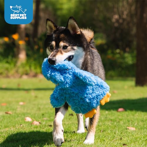 Best Pet Supplies Interactive Squeaky Dog Toy - Baby Chicken, Blue - color: Crinkle Chicken (Blue), size: Large