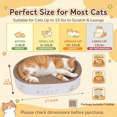 PatiencET 2-in-1 Oval Cat Scratcher Bed, Cardboard Lounger Scratch Bowl - size: Oval Wide - 1 Pack