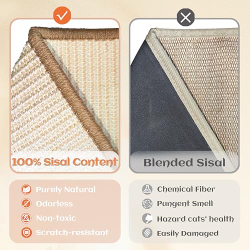 CHEERHOME PETS Sisal Cat Scratcher Bed for Indoor Cats Hammock for Scratching Pad Cat Chair Natural Sisal Scratch Post for Large Cats Scratcher Lounge, Wooden Cat Furniture(Large) (Pack of 3) - size: Standard (Pack of 3)