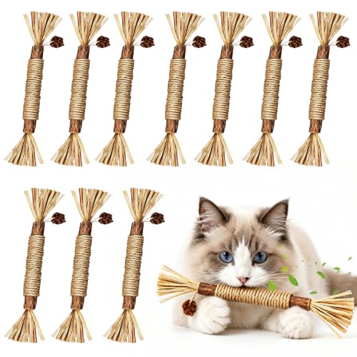 BAWAN Silvervine Sticks Cat Chew Toys for Indoor Cats Dental Care Teeth Cleaning, Natural Kitten & Cat Teething Toys for Health, Cat Chew Stick Suitable for All Breeds of Aggressive Chewers Cat - size: 10PCS