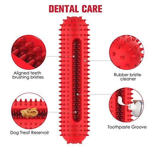 petizer Dog Squeaky Toy for Aggressive Chewers, Tough Toothbrush Dental Dog Chew Toy, Durable Rubber Toy for Pet Training, Dog Teeth Cleaning, Playing and Chewing for Medium & Large Breeds
