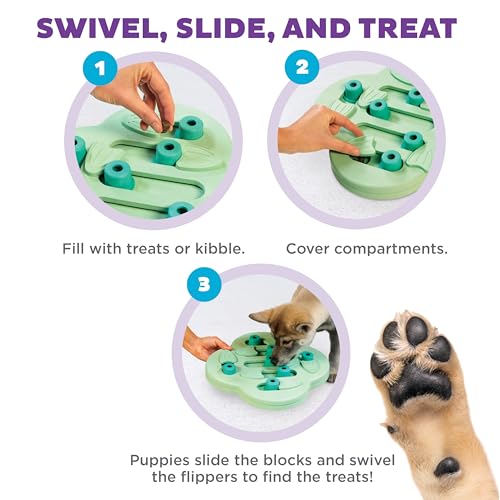 Outward Hound Nina Ottosson Puppy Hide N' Slide Dog Toy Treat Puzzle, 11.6" - color: Puppy Hide-N-Slide (Green), size: 1 Count (Pack of 1)