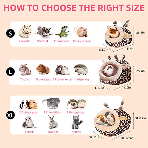 LEFTSTARER Guinea Pig Rat Bed and Hideout for Ferret Hedgehog Sleep and Hide, Hamster Small Pet Animals Supplies Toy Cage Accessories Nest - color: 3.Giraffes-S