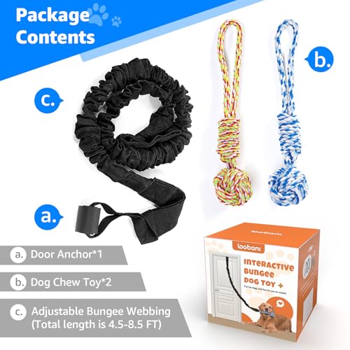 LOOBANI Outdoor Bungee Tug Toy, Interactive Dog Door/Tree Hanging Toys - color: Blue+Orange