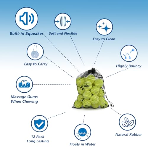 INSUM Small Tennis Balls for Dogs - 2 Inch 20 Pack Squeaky Dog Balls - color: Yellow, size: Small - 20PK