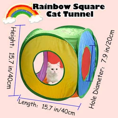 Cat Play Tunnel,Occupiedpet Collapsible Cube Tent with 3 Entry Points - color: Colorful