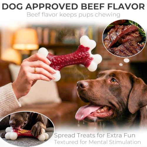 Kseroo Tough Dog Chew Toys for Aggressive Chewers 20-90lbs, Red - color: 1PC-Beef-Red