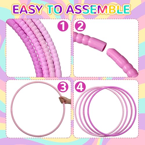 Sratte 8 Pcs Kids Hoop Detachable Plastic - color: Sweet Color, size: 28 Inch