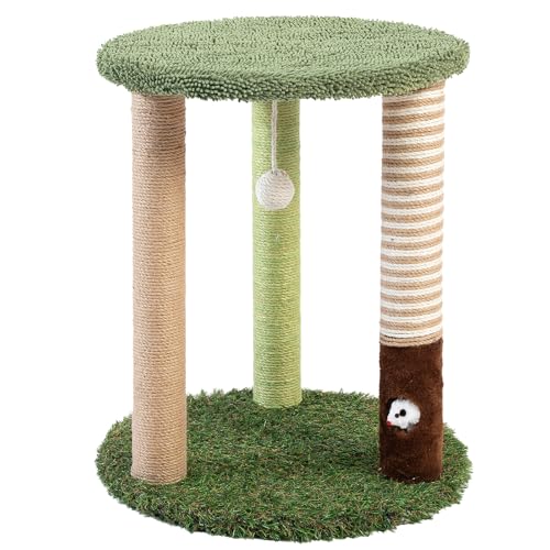 Woochpet Cat Scratching Post Small Cat Tree Tower with Soft Cat Bed for Cat - color: 3-Posts, size: 17 IN