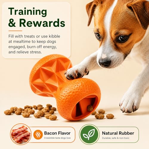 Interactive Treat Dispensing Dog Toys, Durable Puzzle Toy for Large Dogs - color: Orange, size: Large