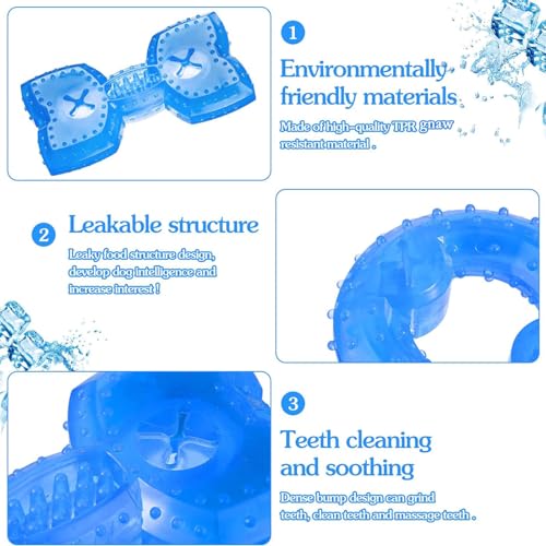 Hungdao 2 Pcs Freezable Puppy Teething Toys Ice Ring, Freezable Dog Toy