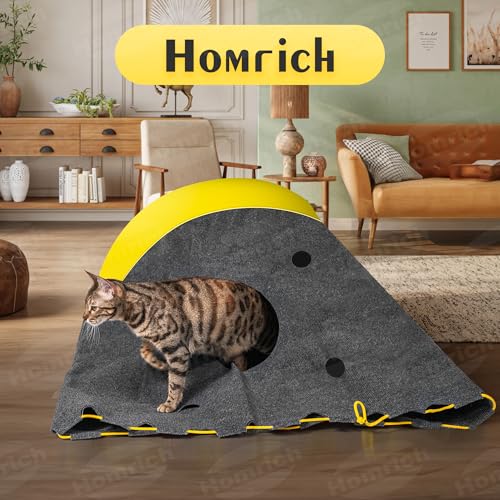 Homrich Interactive Cat Play Bag- Durable Rug for Hide and Seek, Collapsible Hole Mat, Tunnel Sleeping Bag for Indoor Cat- Fun Activity Pet Training Toy - size: Large