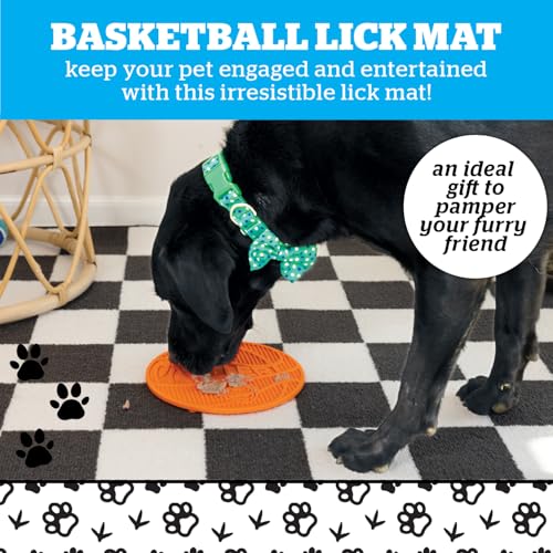BigMouth Basketball Silicone Lick Mat for Dogs and Cats, Slow Feeder Enrichment Pad, Dishwasher Safe Anxiety Relief Toy - style: Basketball