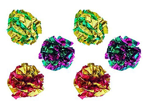 Original Mylar Crinkle Balls Cat Toys - 6 Pack - size: 6 Pack