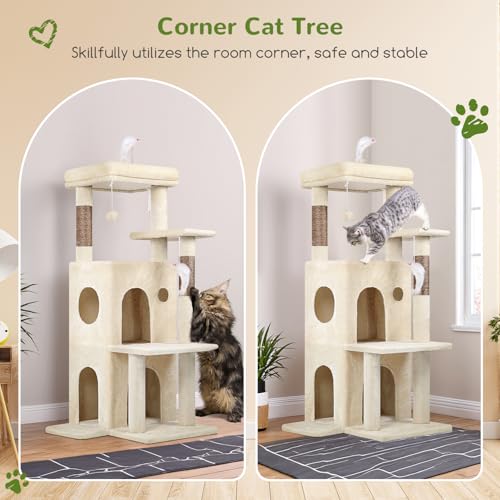 Globlazer Cat Tree Tower for Indoor Cats Large Adult, FC50, Beige - color: Beige, size: XL