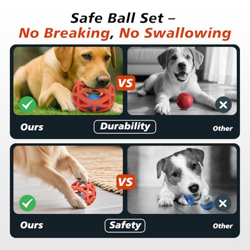 Interactive Dog Toy, Smart Jumping Bouncing Ball Inside Durable Rubber Shell, Automatic Moving Vibrating Ball for Medium/Large Dogs, Dog Enrichment Toy to Keep Them Busy (Red & Blue)