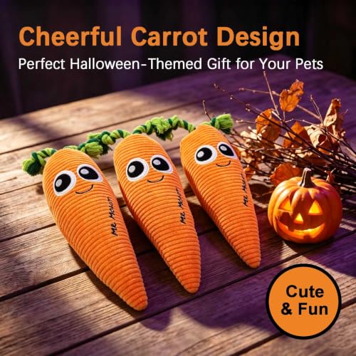 Orange Carrot Squeaky Plush Dog Chew Toy, 15.7 in Durable Rope Toy - color: Orange Carrot