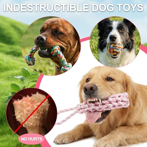 Kifmurase 11PCS Dog Ropes Toys for Aggressive Chewers, Tough Tug of War Dog Toys for Large, Medium & Small Dogs, Heavy Duty Cotton Rope Chew Toy for Boredom
