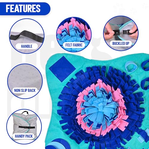 PET ARENA Large Sniffing Mat 25 x 25 Inch Interactive Feeding Toy - color: Large Multicolour