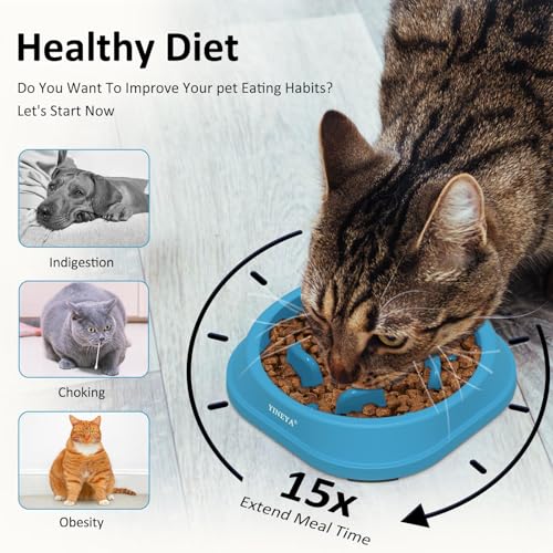 YINEYA 2PCS Anti-Choking Slow Feeder Dog Bowls Small Size Dog, Slow Feeder Cat Bowl, Supplies and Puzzle for Pet - color: A - DarkBlue & RoseRed, size: Small