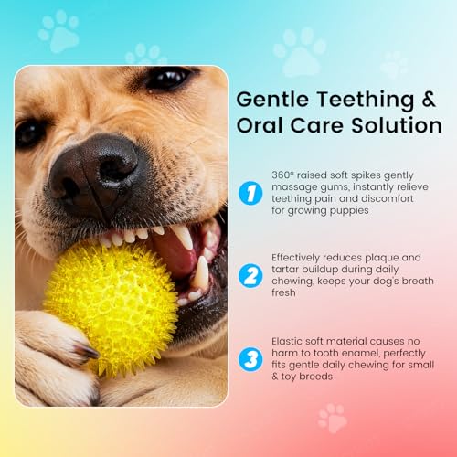 2.5" Squeaky Spiky Dog Balls, 6 Pack Teething Chew Toys for Small Dogs - color: Multi-colored, size: Small（6Pack）