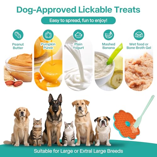 2 in 1 Lick Mat for Crate Training, Dog Slow Feeder Anxiety Relief Pad with Suction Cups, Dishwasher Safe, BPA-Free Silicone for Small & Medium Dogs, 2 Pack - size: 2