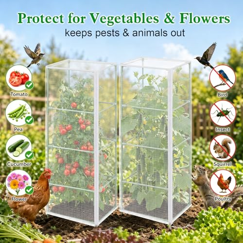 6 Pcs 57"X17.7"X17.7" Square Tomato Netting with Zipper, Insect Cover - size: Square-6PCS