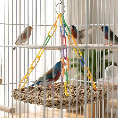 Natural Grass Bird Hammock, Climbing Perch for Pets