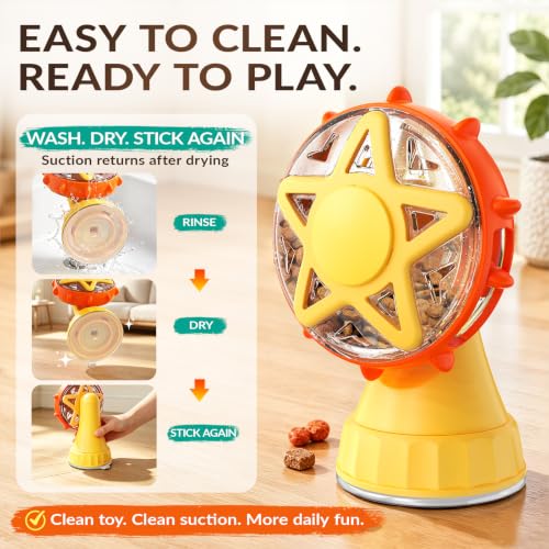 Interactive Cat Treat Dispenser, 2-in-1 Slow Feeder & Wand, Yellow - color: Yellow