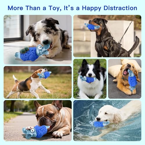 Dog Toys for Aggressive Chewers, Tough Squeaky Dog Chew Toy - color: Royal Blue