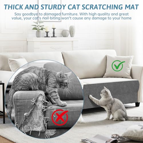 Heavy Duty Cat Scratch Mat for Couch (Dark Gray, 78.7" x 15.8") - color: Dark Gray, size: 78.7" x 15.8"