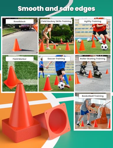 GHB Soccer Cones 7" 9" of 12 24 Pack Disc Soccer Sport Cones - color: 7" 24Pcs Orange