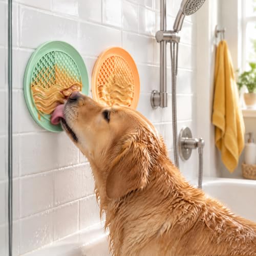 Dog Lick Mat, Dual Texture Slow Feeder with Suction Cups, 2 Pack