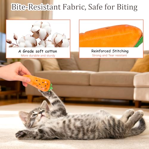 ETEKYER Catnip Cat Toys for Indoor Cats, Vegetable Shape 5 Pack - style: Catnip toys 5 Pack