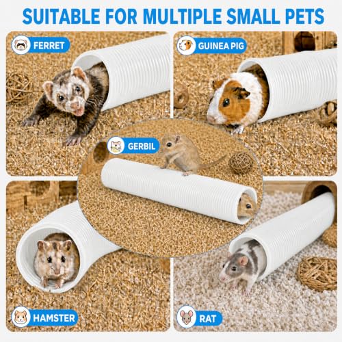 1 Pack Ferret Tubes & Tunnels with 4 Bell Balls, 3.9 in Wide, White - color: White, size: 1PCS