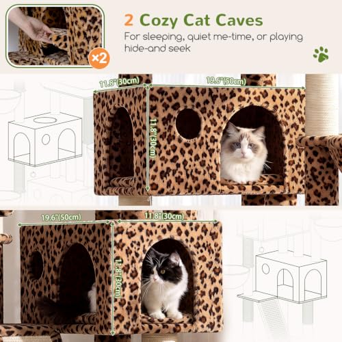 Globlazer Large Cat Tree 72in Tall Cat Climbing Tower, F72G, Leopard Print - color: Leopard Print