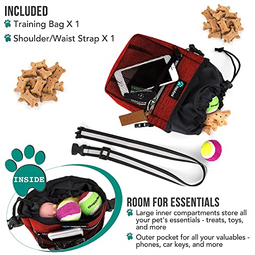 PetAmi Hands Free Dog Treat Pouch for Training and Walking, Red - color: Heather Red