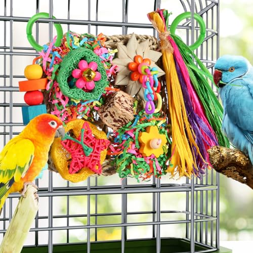 Bird Toys, Parakeet Toys Bird Foraging Toys Grass Mat Climbing Wall for Parakeet,Parrot,Cockatiel,Conure,Lovebird,Budgie Cage Small to Medium Birds (Warm Sun) - color: Warm Sun